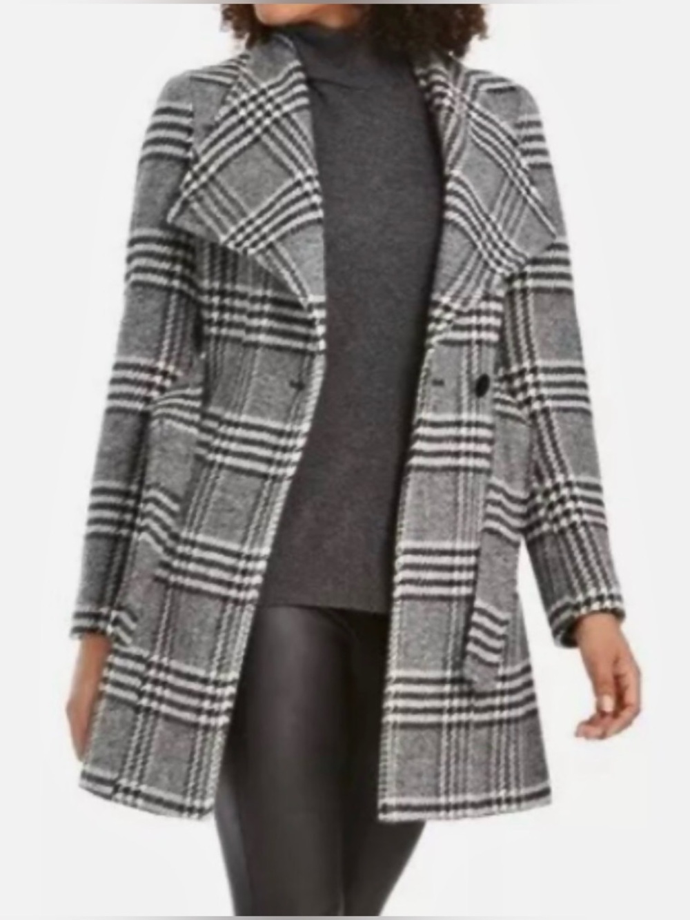 Calvin Klein Plaid Wool-Blend Coat